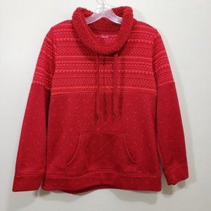 St. John's Bay fleece pullover with sherpa feel funnel neck woman's size medium